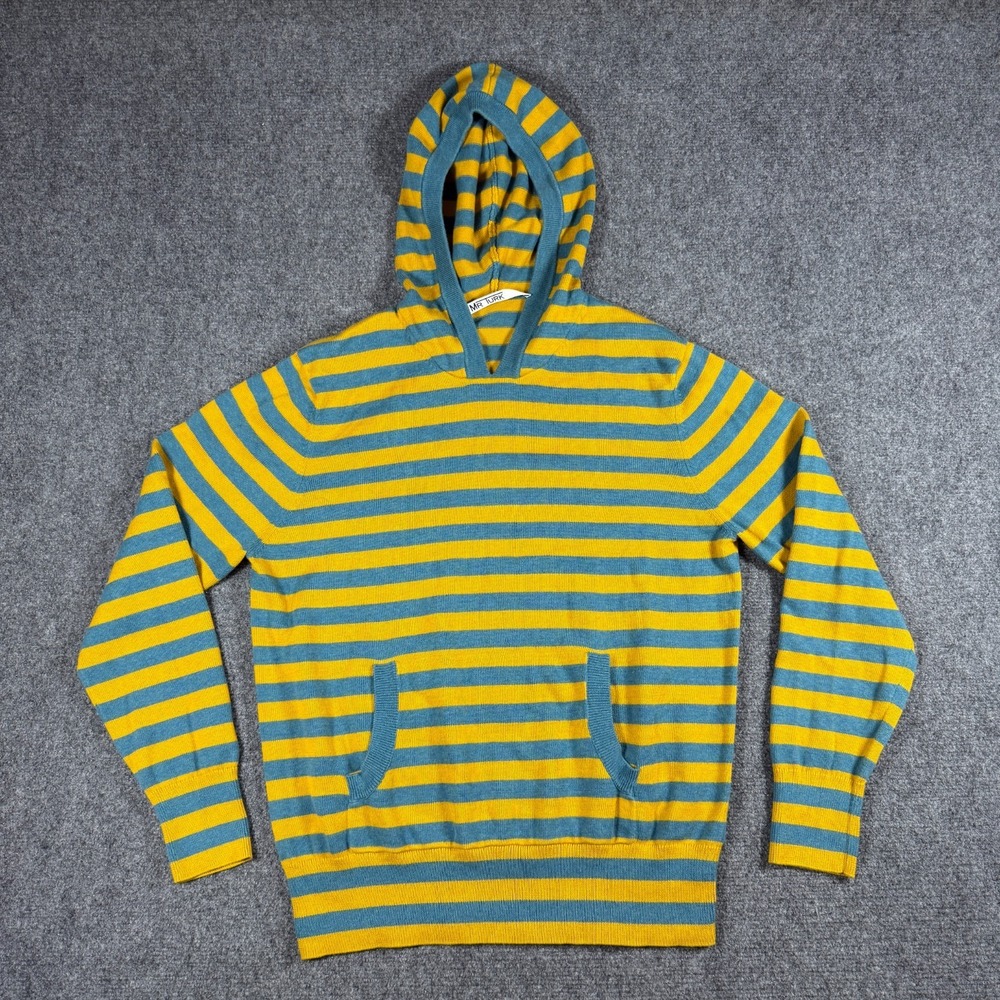 Mr Turk Striped Lightweight Knit Hoodie Mens Medium Vibrant Retro Bold Outerwear